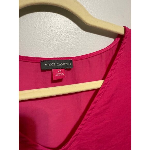 Vince Camuto Women's Fuchsia Blouse XS Balloon Sleeve Tie-Front - Picture 2 of 5